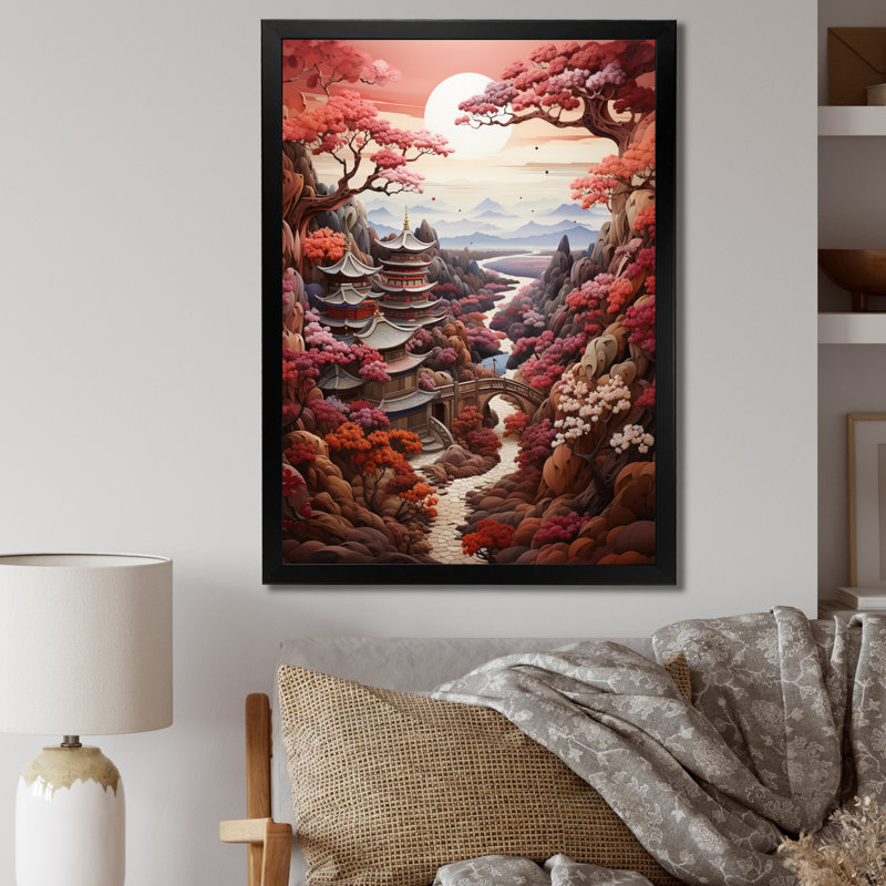 Labrieville Asian Art Emperors Courtyard - reproduction d'art sur toile, Cadre photo noir, H 40 po x l 30 po x P 1,5 po