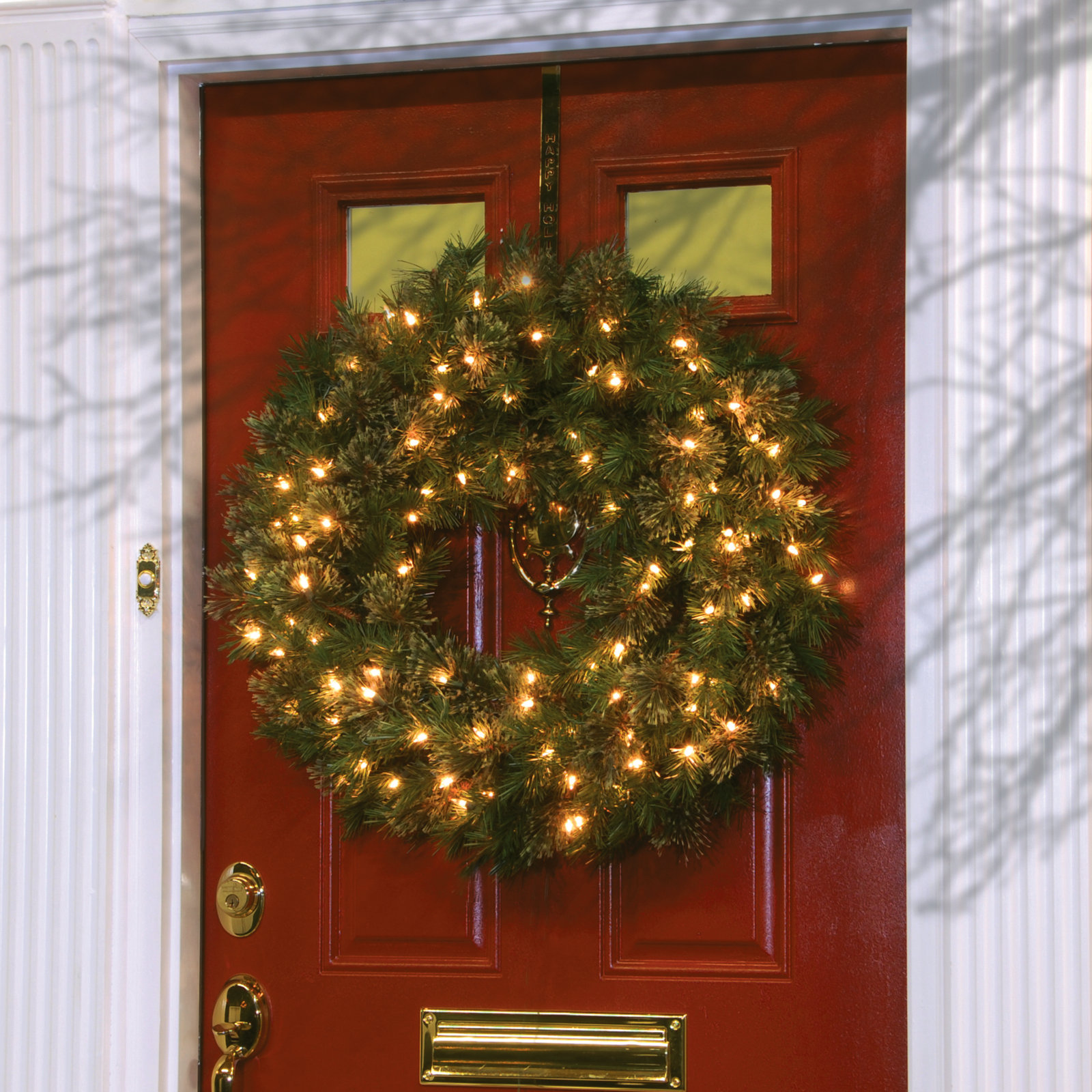 24" Handcrafted Pre-Lit Spruce Christmas Wreath