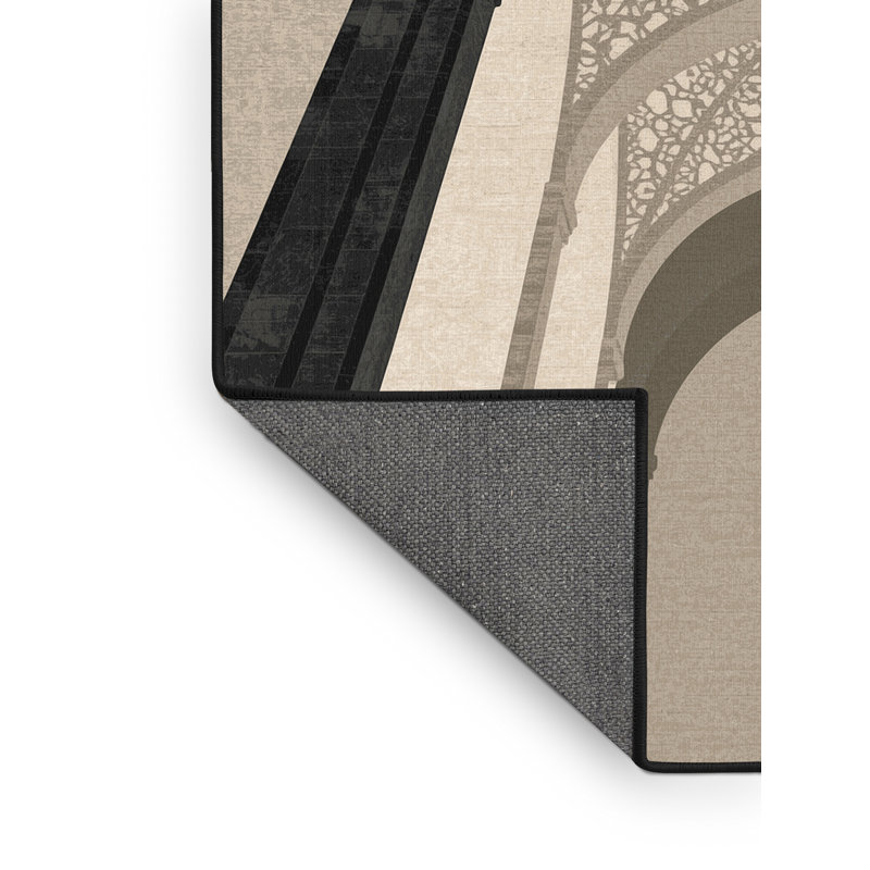 Tapis oriental gris moelleux doux et moelleux Dahill, 5 x 8