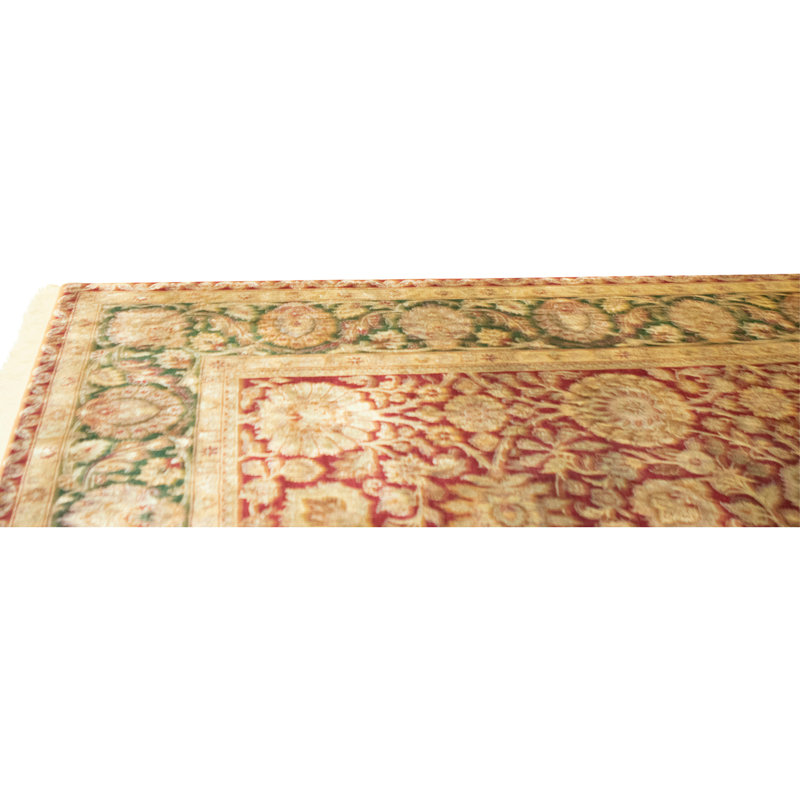 High-Quality Hand-Knotted Red And Green Area Rug