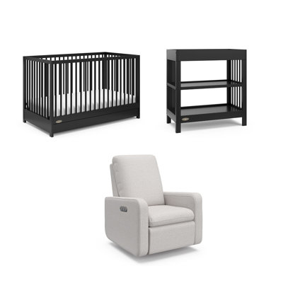 Ensemble de lit de bébé convertible 5 en 1 avec tiroir, table à langer et fauteuil inclinable électrique Graco Teddi
