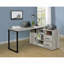 Bureau gris en L en bois flotté avec rangement
