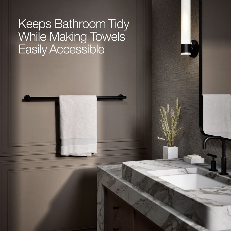Purist 30" Wall Mounted Towel Bar, Matte Black, 1.88" H x 30" L x 3.25" D
