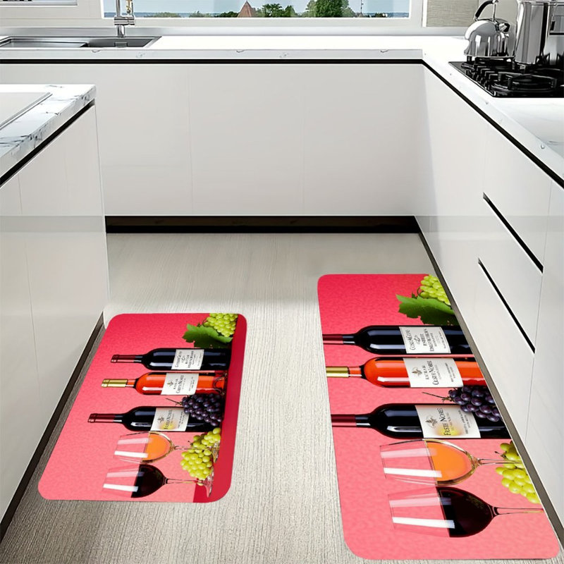 Ensemble de 2 tapis de sol en flanelle pour présenter des bouteilles de vin et des raisins