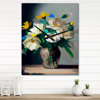 Nature morte aux fleurs blanches III - Horloge murale florale