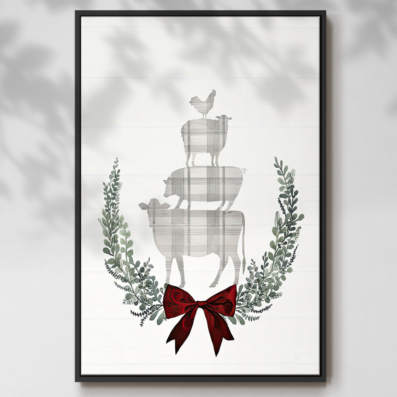 Yuletide Animals II, toile tendue avec châssis, Cadre flottant noir, H 25 po x l 17 po x P 1,5 po