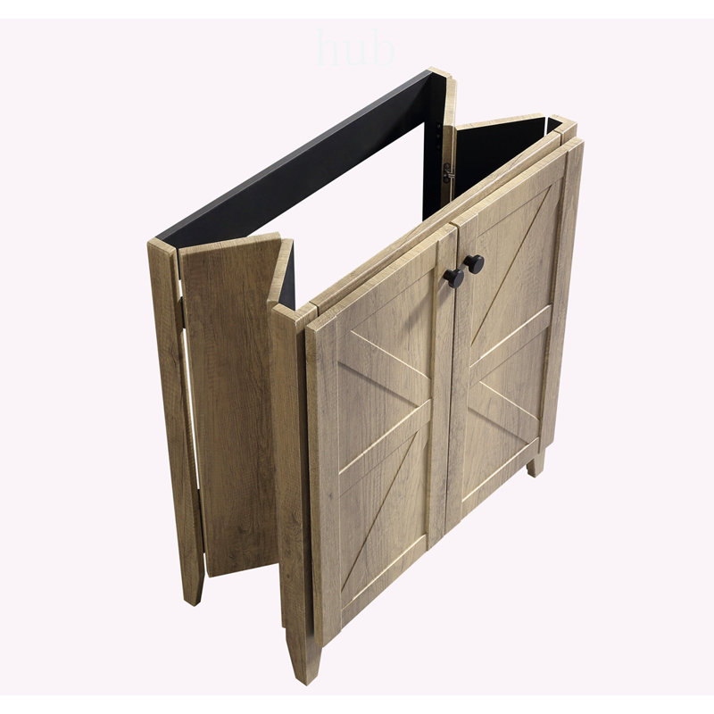 Meuble sous-sol pliable de 76 cm avec évier en céramique – Installation brevetée en 1 minute, gain de place et montage facile, style américain