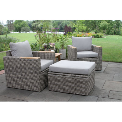 Vinecia 4 Piece Teak Seating Group with Cushions by Latitude Run