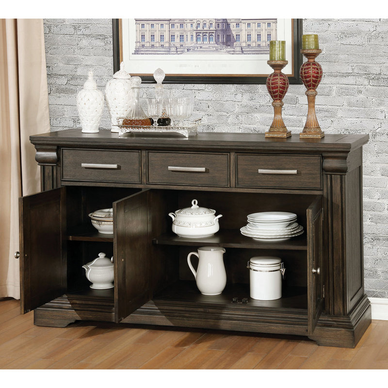 Desserte contemporaine 1 pièce avec gris chaud, matériau en bois massif, rangement fonctionnel pour la salle à manger, couleur transitionnelle de style moderne et autres matériaux,