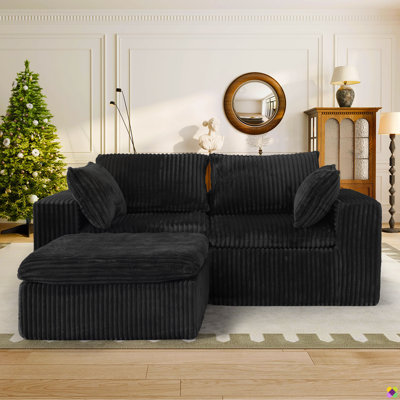 Coussin de siège modulaire en velours côtelé modulaire de 78,7 po avec assemblage en duvet synthétique 10%