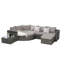 Ensemble de canapé d'extérieur 8 pièces, ensemble de conversation modulaire en forme de L en osier avec repose-pieds courbé et table en verre pour la piscine