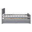 Lit plateforme simple avec lit gigogne dissimulé et tiroirs spacieux sous le lit, gris-334551945
