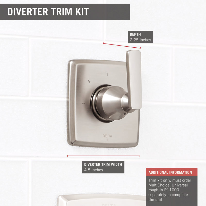 Ashlyn 3-Setting 2-Port Diverter Trim, Chrome