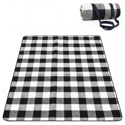  Waterproof Outdoor Picnic Mat, 200 x 300 cm, Black, Plaid, Acrylic