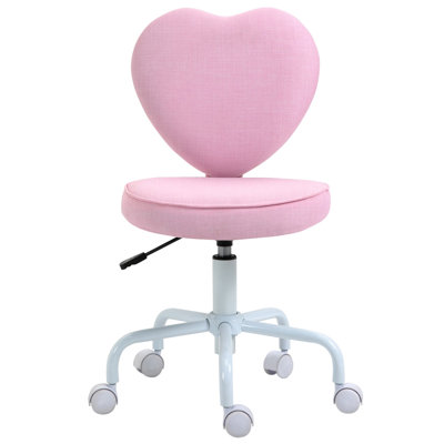 Heart Love Shaped Back Design Office Chair With Adjustable Height And 360 Swivel Castor Wheels, Pink