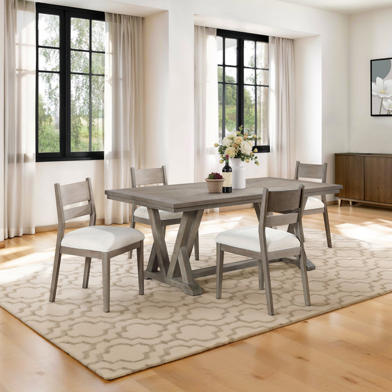 Coastal Grey 5-Piece Rectangular Dining Table Set