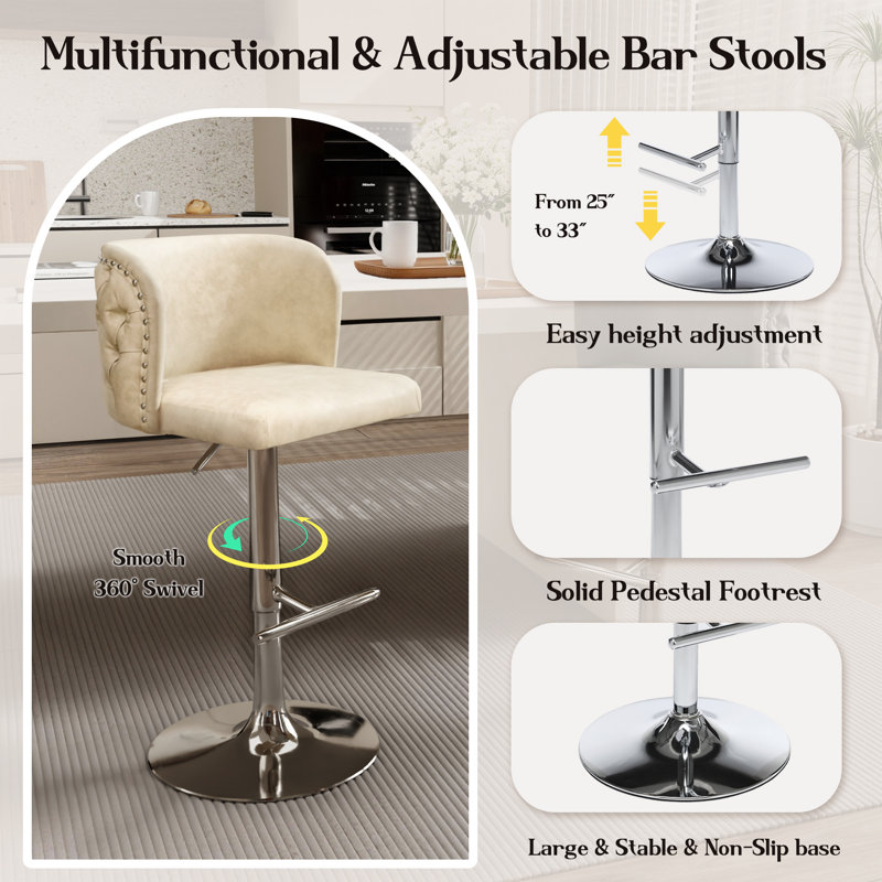 Ensemble de 4 tabourets de bar Modern, Argent, Crème