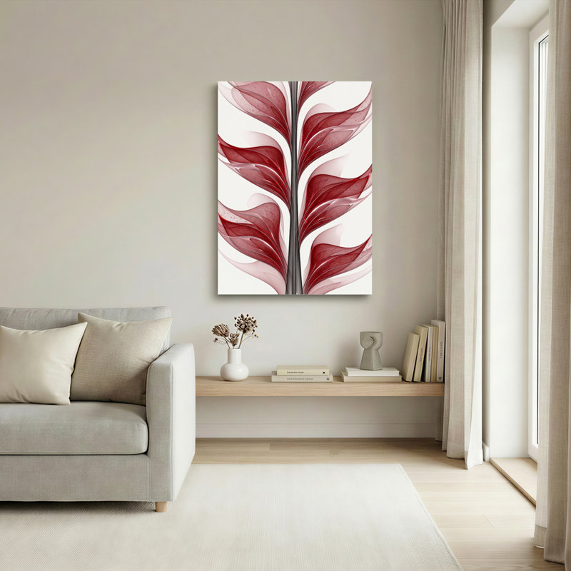 «Red Leaf», reproduction d'art sur toile, ensemble de 1, H 48 po x l 32 po, Wrapped Canvas
