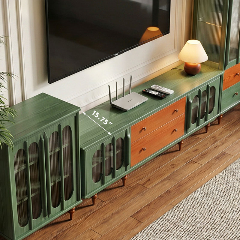 Meubles télé rétro en bois massif vert