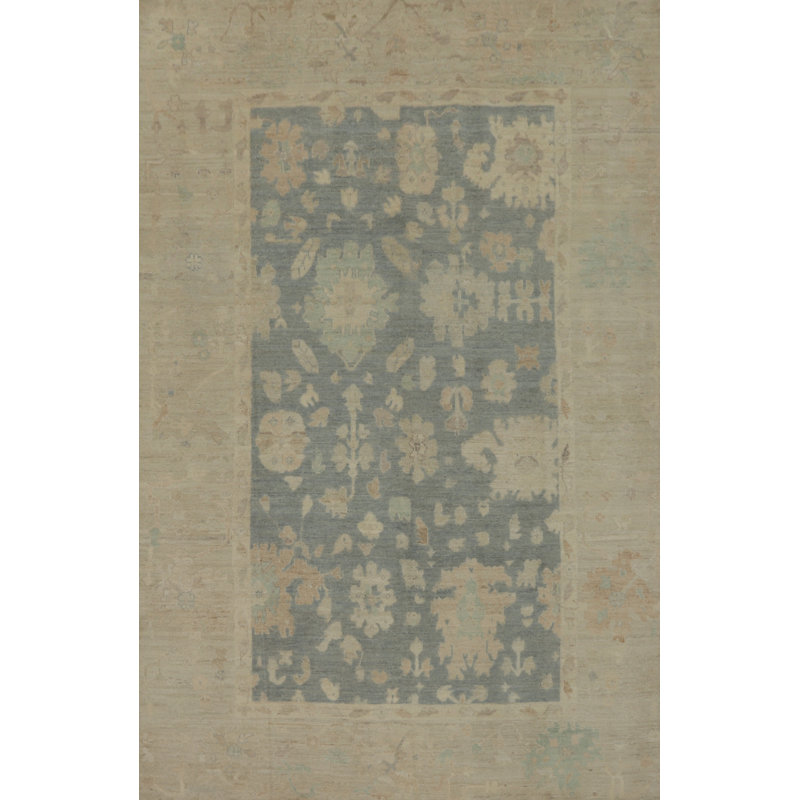 Tapis turc Oushak floral fait à la main 6 x 9