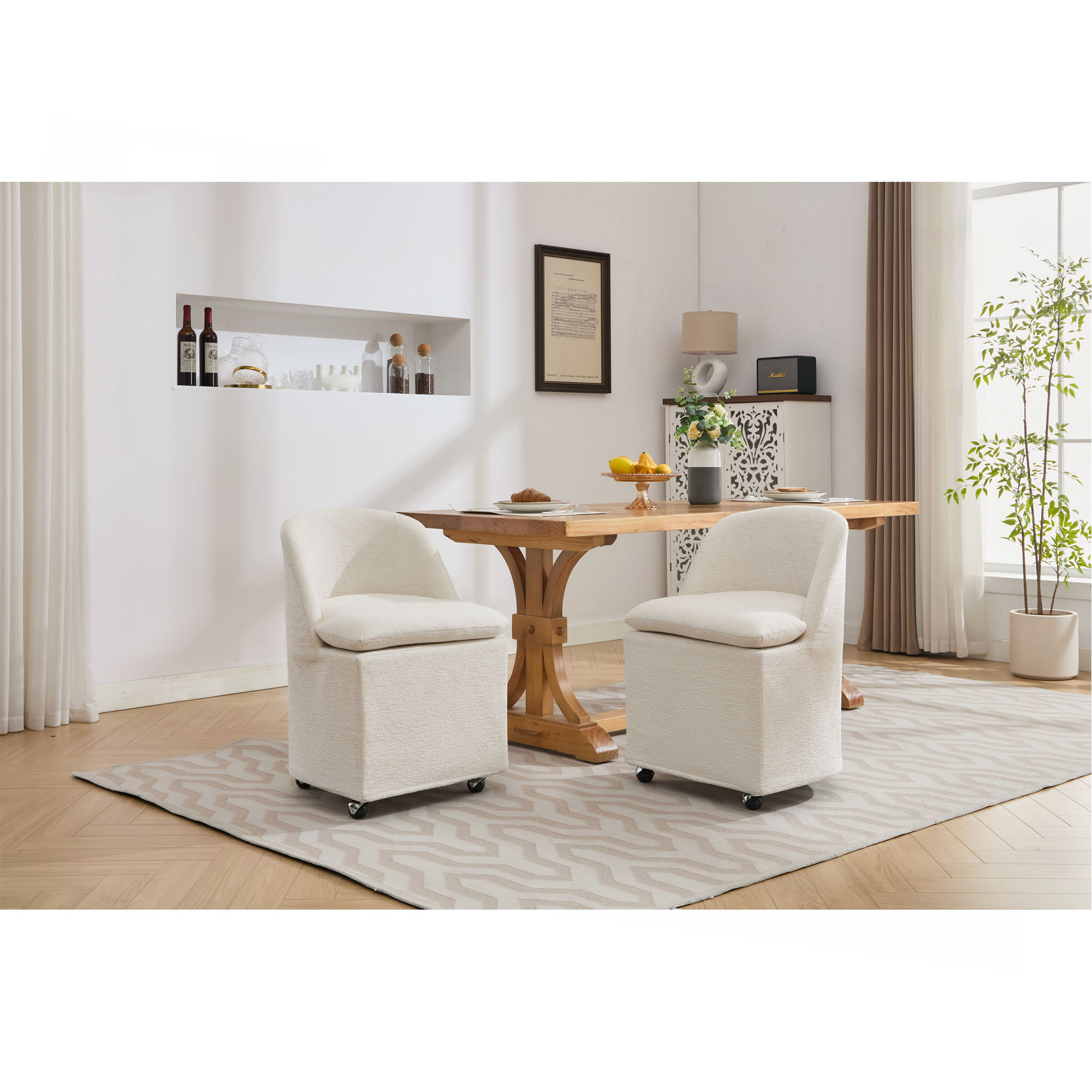Latitude Run® Set Of 2 Chenille Fabric Dining Chairs With Universal ...