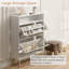 Rangement à chaussures moderne 12 paires avec 2 tiroirs rabattables, armoire à chaussures blanche-88582522