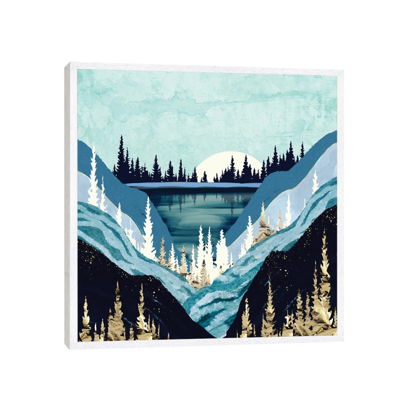 Blue Forest Lake - Print on Canvas, 66.04 cm H x 66.04 cm W, White Framed