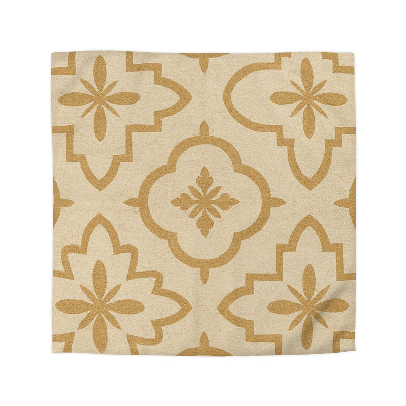Microfiber Duvet Cover Boho Style, Design 34, Queen Duvet Cover, Cream