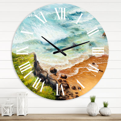 Oversized Wild Ocean Waves IV Wall Clock