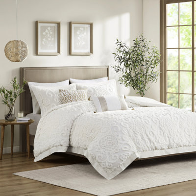 Très grand édredon - 100% coton, capitonnage exquis en chenille, surdimensionné et relaxant, comprend 2 taies décoratives, taille en coton avec chenille, pour le luxe,