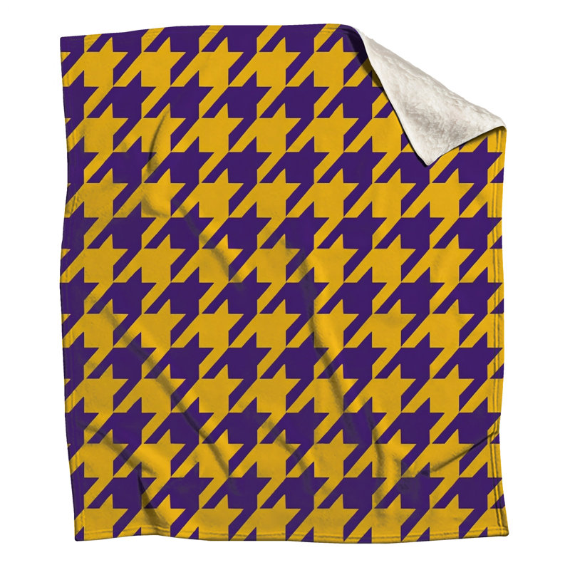 Couvertures mauve et jaune pied-de-poule, L 50 po x H 60 po