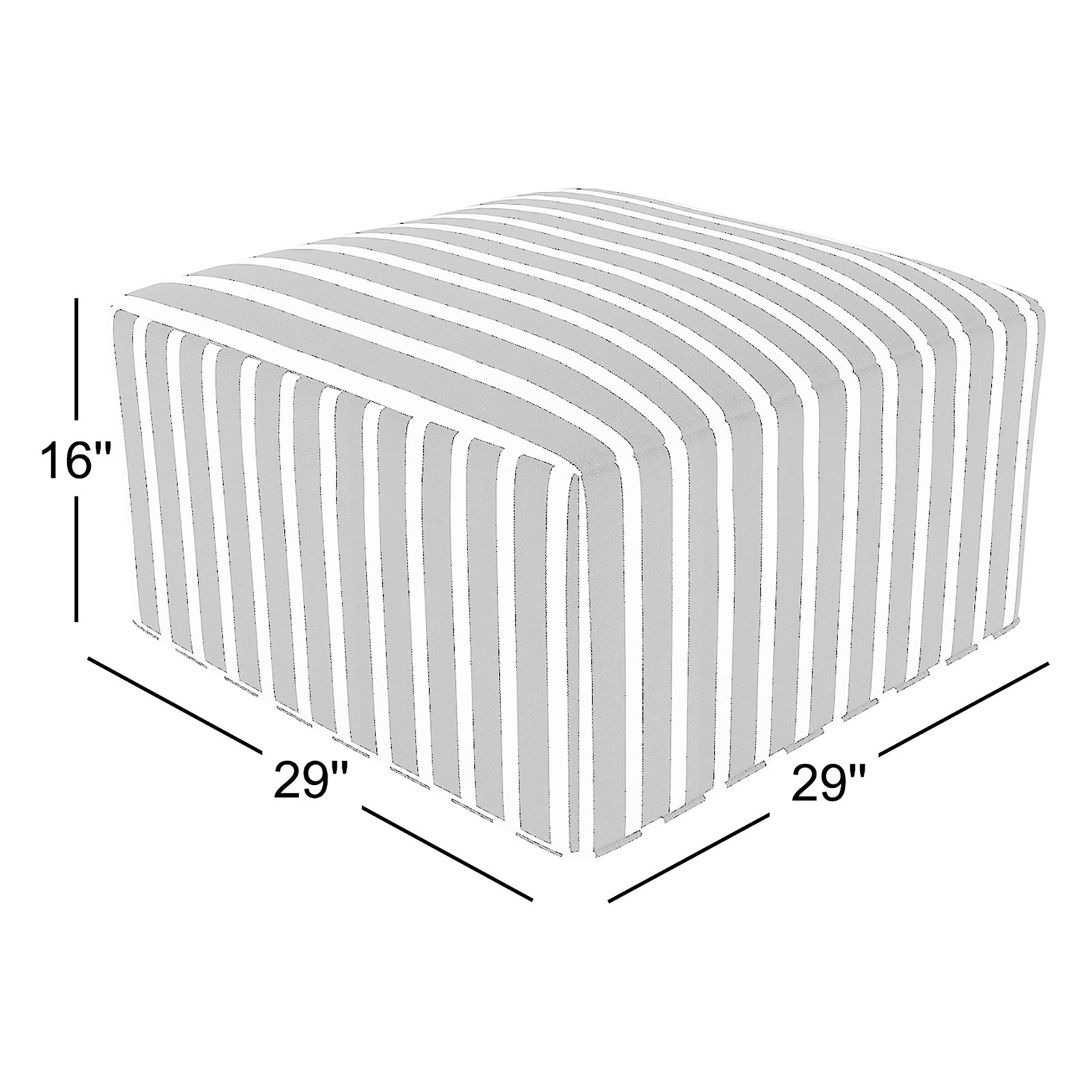 Eliana Sunbrella® Patio Ottoman, Shore Classic Black Stripe Sunbrella®