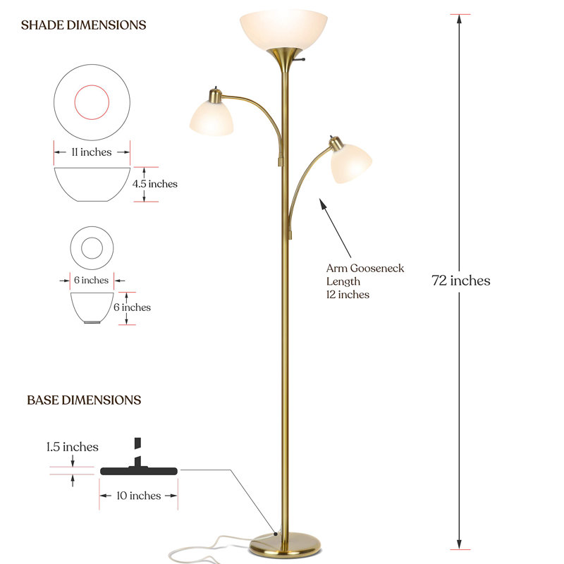 Uppingham 72'' Navy Blue Floor Lamp, Gold