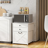 Farmhouse Mini Fridge Stand With Storage,heavy Duty Fridge Cart,mini Fridge Cabinet With Rolling Cabinet
