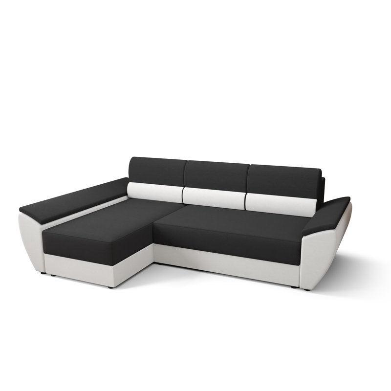 Sreenika 3 Seater Corner Sofa , Left -sided, Black/White - Rainbow27/Rainbow31