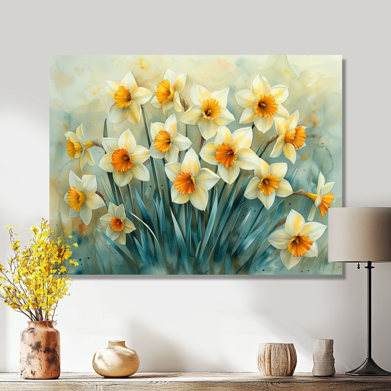 Décoration murale Tiago - Jonquilles, H 12 po x l 20 po, Toile tendue