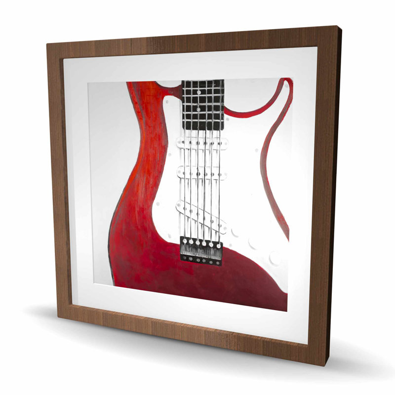 Red Electric Guitare - Loisirs, reproduction d'art encadrée contemporaine