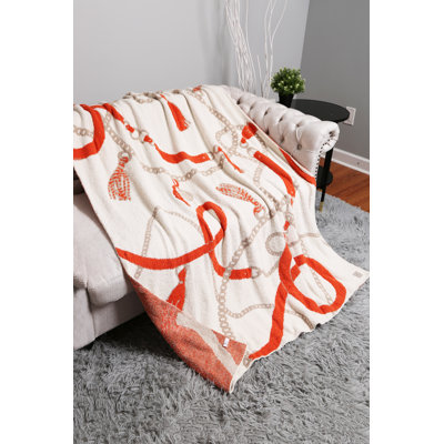Chain Pattern Luxury Soft Throw Blanket - IVORY