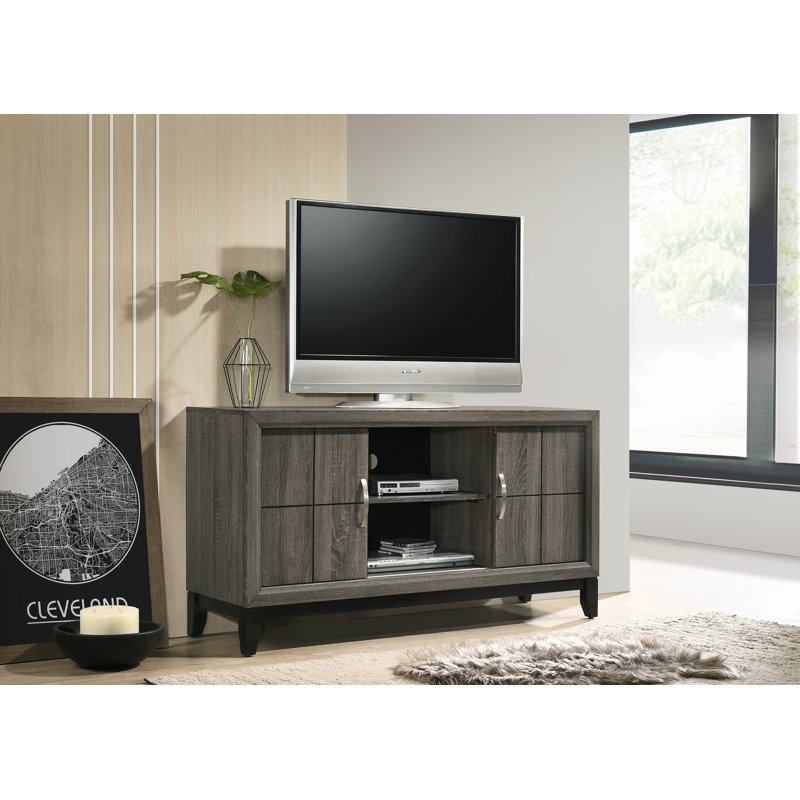 Ensemble de chambre à coucher à panneau simple 3 pièces Jazharia: lit, 2 tables de chevet, Gris, Grand