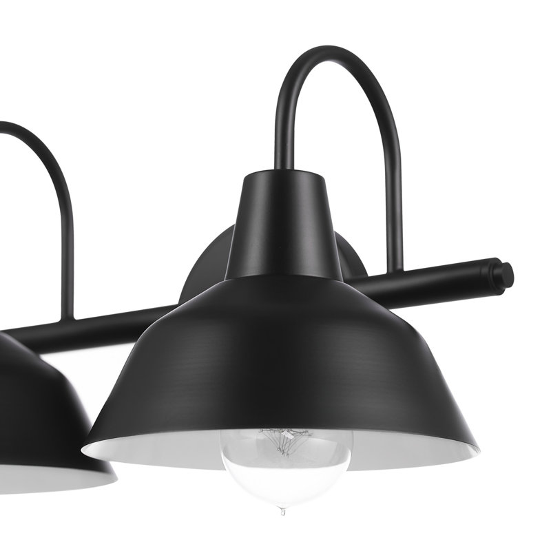 3-Piece Matte Black Bathroom Set with 15.5" 2-Light Vanity Light