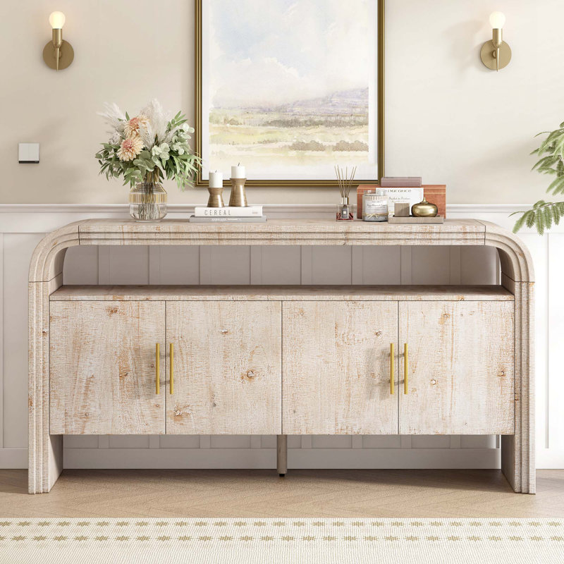 Elegant Console Table with Treated Fir Veneer,Suitable For Entryway, Hallway, Living Room, Foyer, Corridor, Natural Wood