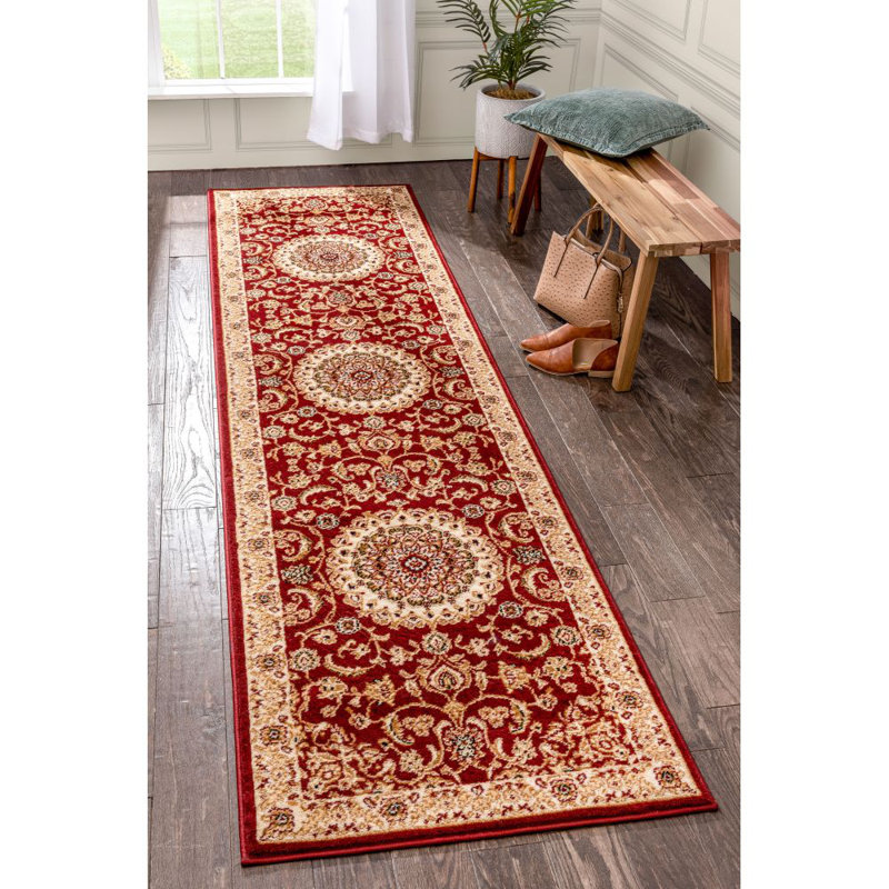 Tapis oriental rouge / beige Greisy, Tapis de couloir 2 pi 7 po x 9 pi 10 po