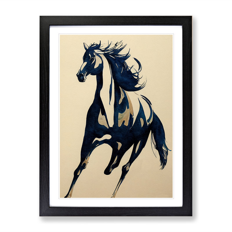 Running Horse - Framed Print, Black Framed, 46cm H x 34cm W x 2cm D