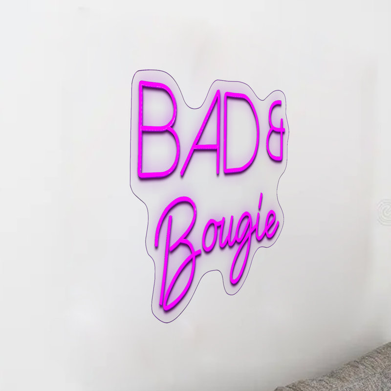 Enseigne lumineuse Bad & Bougie - 18 po x 23 po