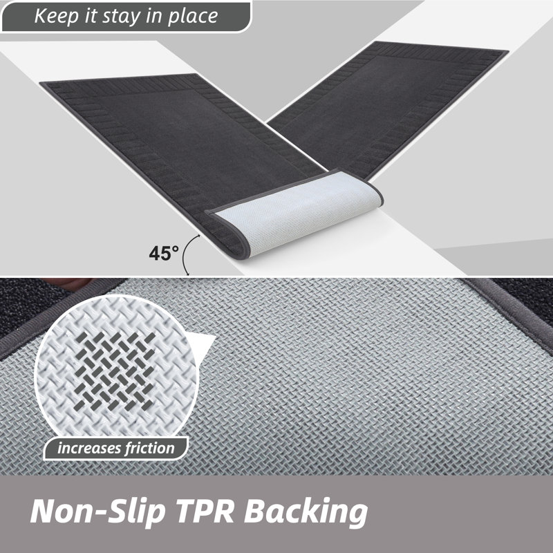 Tapis d'entrée antidérapant, antidérapant et résistant à la saleté, lavable à la machine, Gris foncé, L 24 po x L 36 po