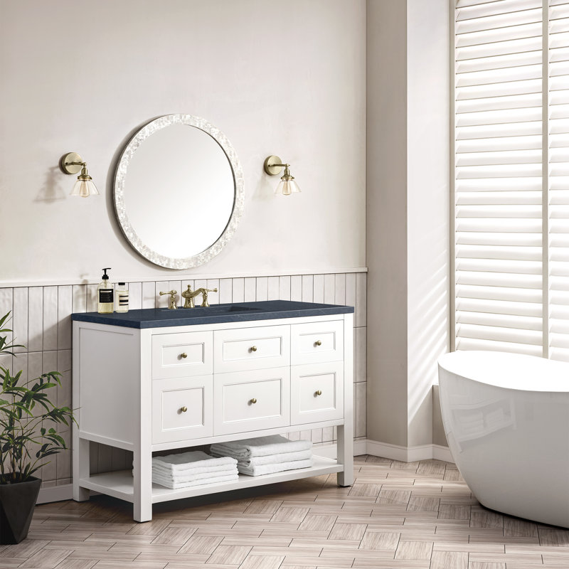 Breckenridge 48'' W Single Vanity, Charcoal Soapstone, Bright White, 8" Widespread