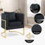 Fauteuil d'appoint demi-tonneau en velours avec coussin-1802056386