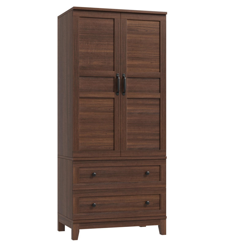 Armoire-penderie 72 po avec 2 tiroirs et 2 tablettes réglables pour la chambre à coucher, Brun