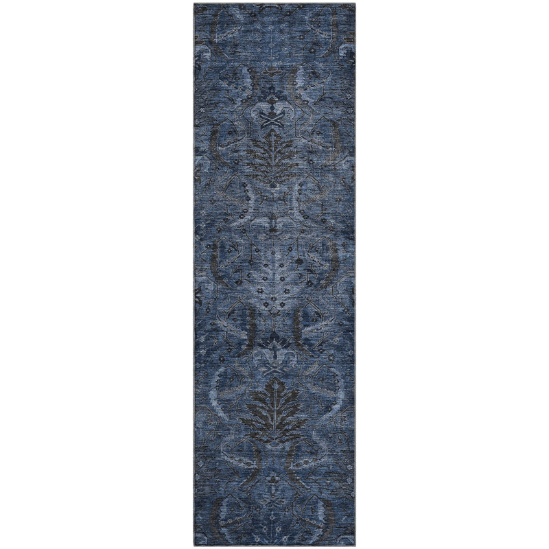 Premium Machine Washable Jamestown AMF1082 Damask Rug, Runner 2'3" x 7'6"