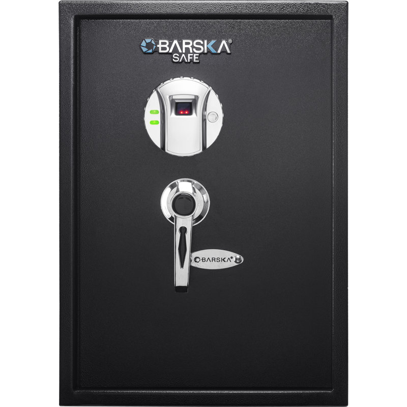 Black Steel Biometric Fingerprint Safe with Mounting Hardware